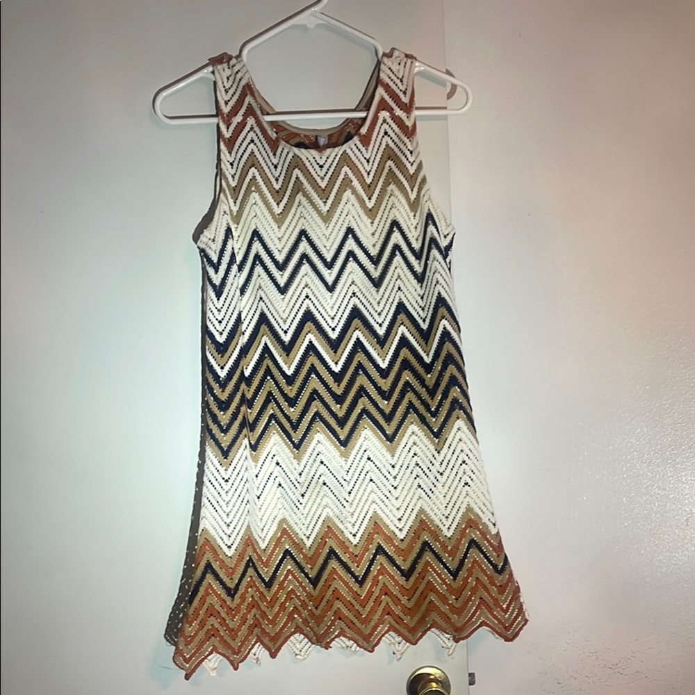 Chevron Pattern Sleeveless Dress
